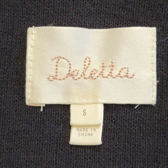 Anthropologie Deletta Metallic Silver Gray Knit Open Cardigan Sweater Size S - Picture 11 of 15